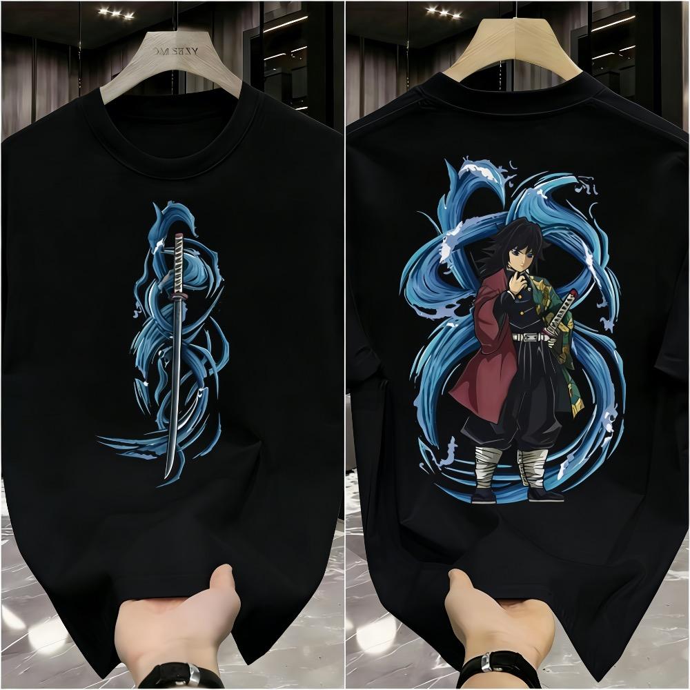 Plus Size Demon Slayer Anime Printed Unisex Women Tshirt Summer Casual Parent Child Top Fashion Street Wear Y2K Harajuku Style