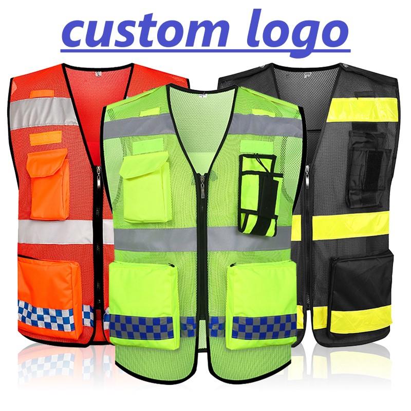 Work Pockets Reflective Vest Running Gear High Visibility Safety Vest for Night Cycling