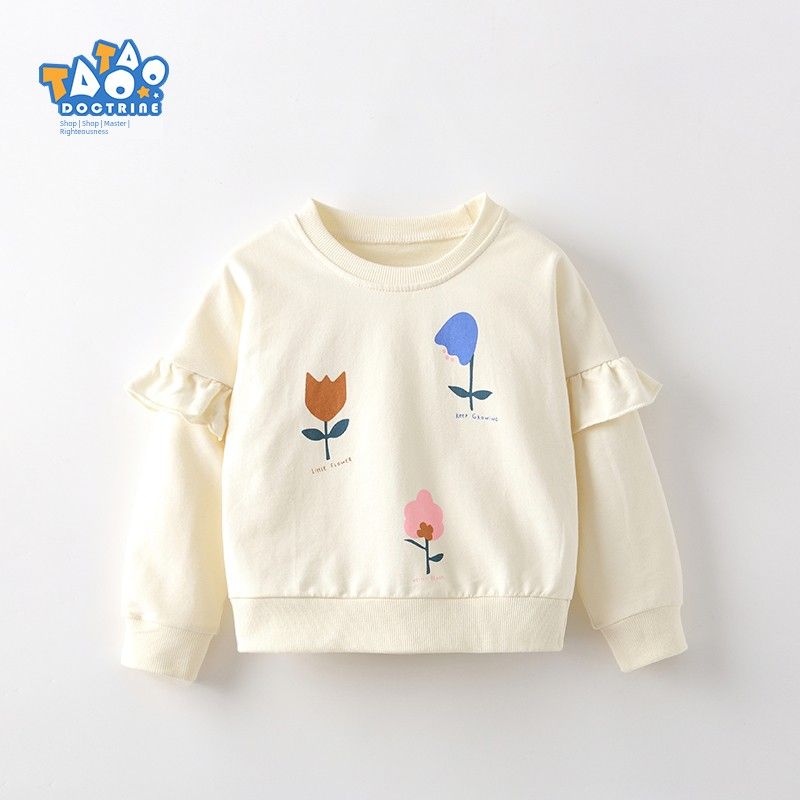 Girls' Sweatshirt Autumn and Winter New Style Good-Looking European and American Children's Long-Sleeved Base Shirt Cute Top for Little Girls
