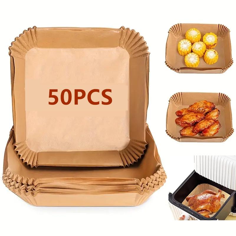 50/100Pcs Air Fryer Disposable Paper Parchment Wood Pulp Steamer Cheesecake Air Fryer Accessories Baking Paper For Air Fryer