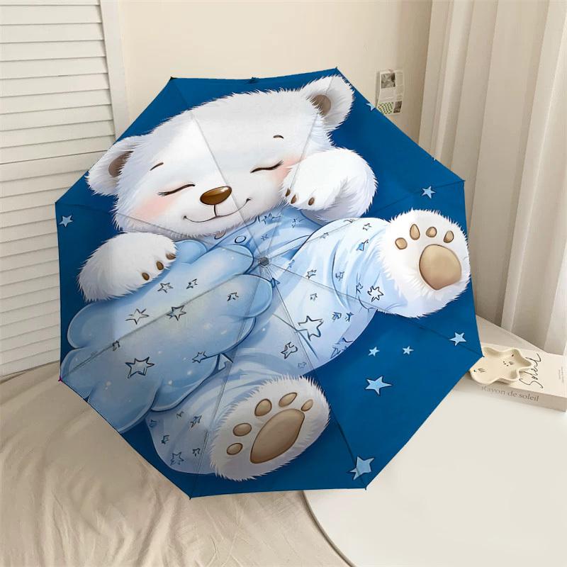 

1PC Bear Umbrella-8-Rib Reinforced, Automatic Open, Lightweight & Durable, Fashion Accessory for Outdoor, H0359