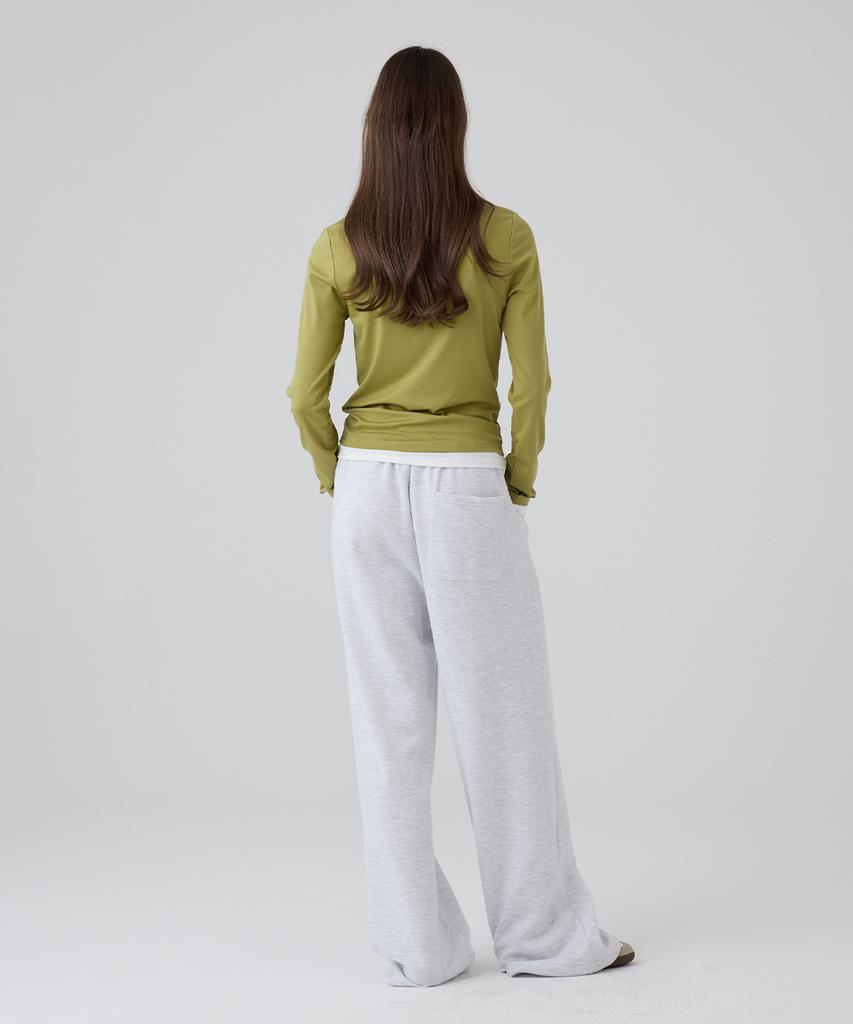 DANGLEDROP Dgdp Square Logo Wide Sweatpants_White Melange