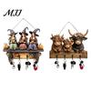 Dunkle Ästhetik Wandkunst Halloween Eingangsbereich Schlüsselhalter mit 4 Haken, Hängendes Holzschild, Montierbares handgefertigtes Holzhandwerk Rack für Schlüssel Taschen Und Leinen,