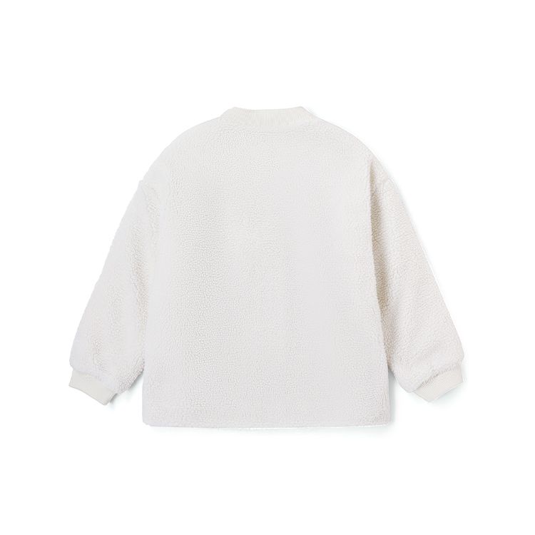 Comfortable Imitation Lamb Fleece V-Neck Cotton Jacket Women jackets White LWT007346201725A00005
