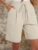 Damen Sommer Shorts in Unifarbe mit elastischem Bund und Schrägtaschen - Lässig & Bequem