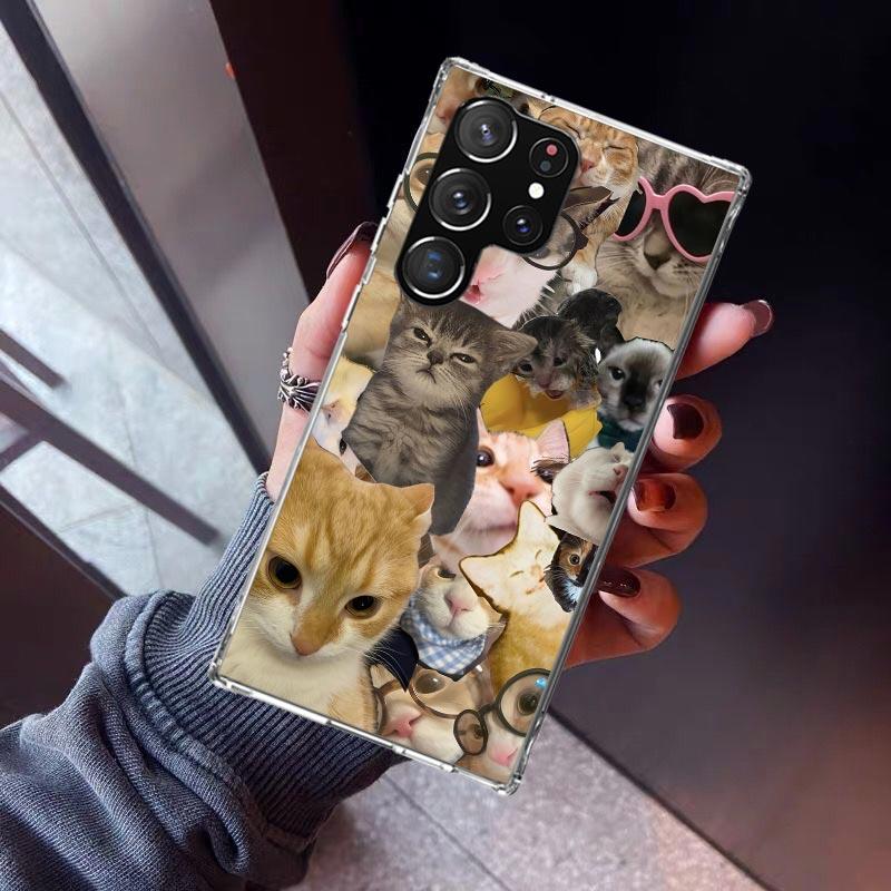 Crying Cat Memes Phone Case For Samsung Galaxy S26 S25 Edge S24 S23 Ultra S22 Plus S21 S20 FE Soft TPU Back Cover Funda Galaxy S