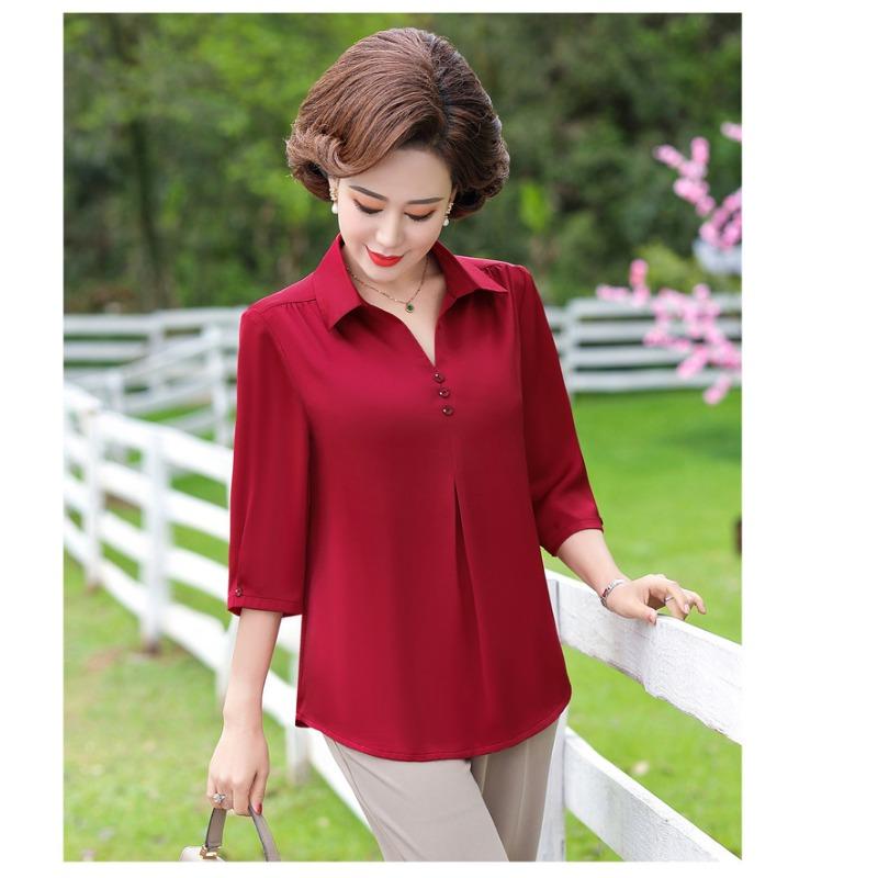 

Spring Style Shirts Fashionable Loose Shirts for Middle-aged and Elderly Women Noble Temperament Small Shirt Tops 5XL червоний