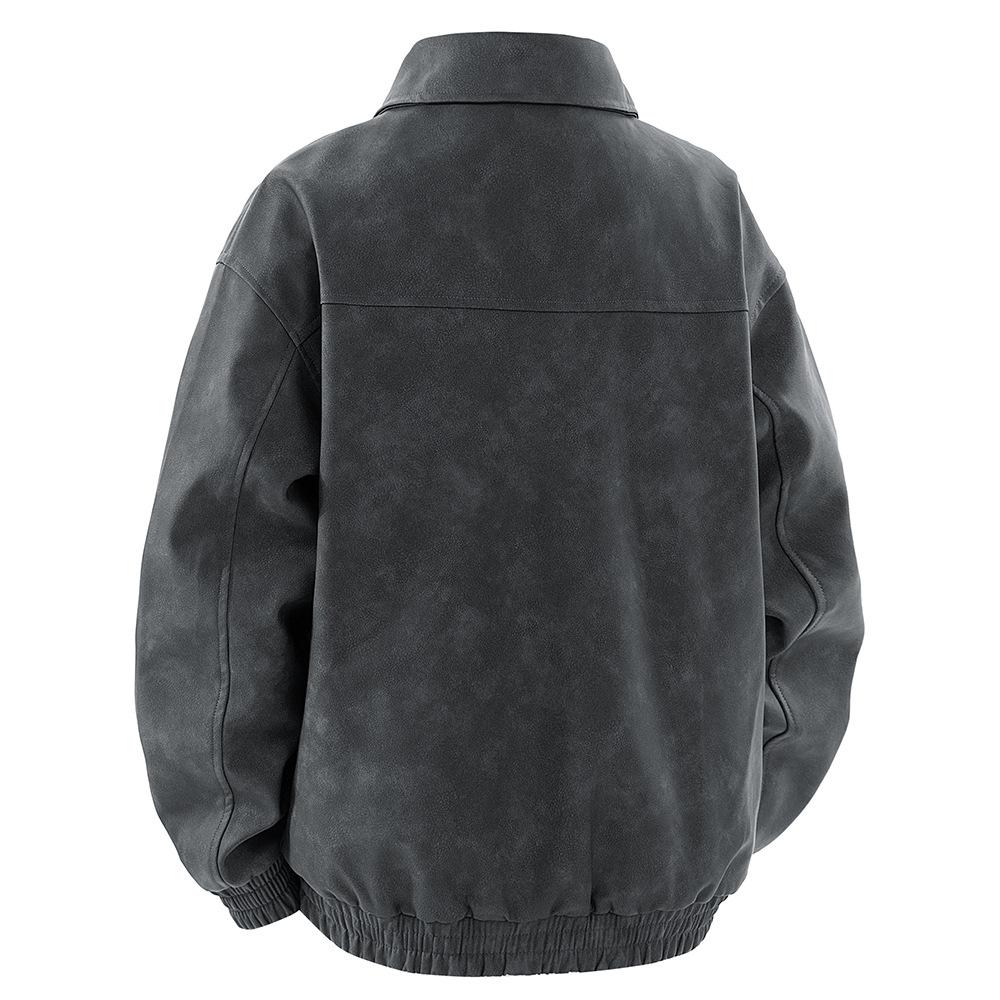 Men's Lapel Leather Jacket Men's Spring and Autumn American Trendy Versatile Zipper Pu Leather Jacket Jacket