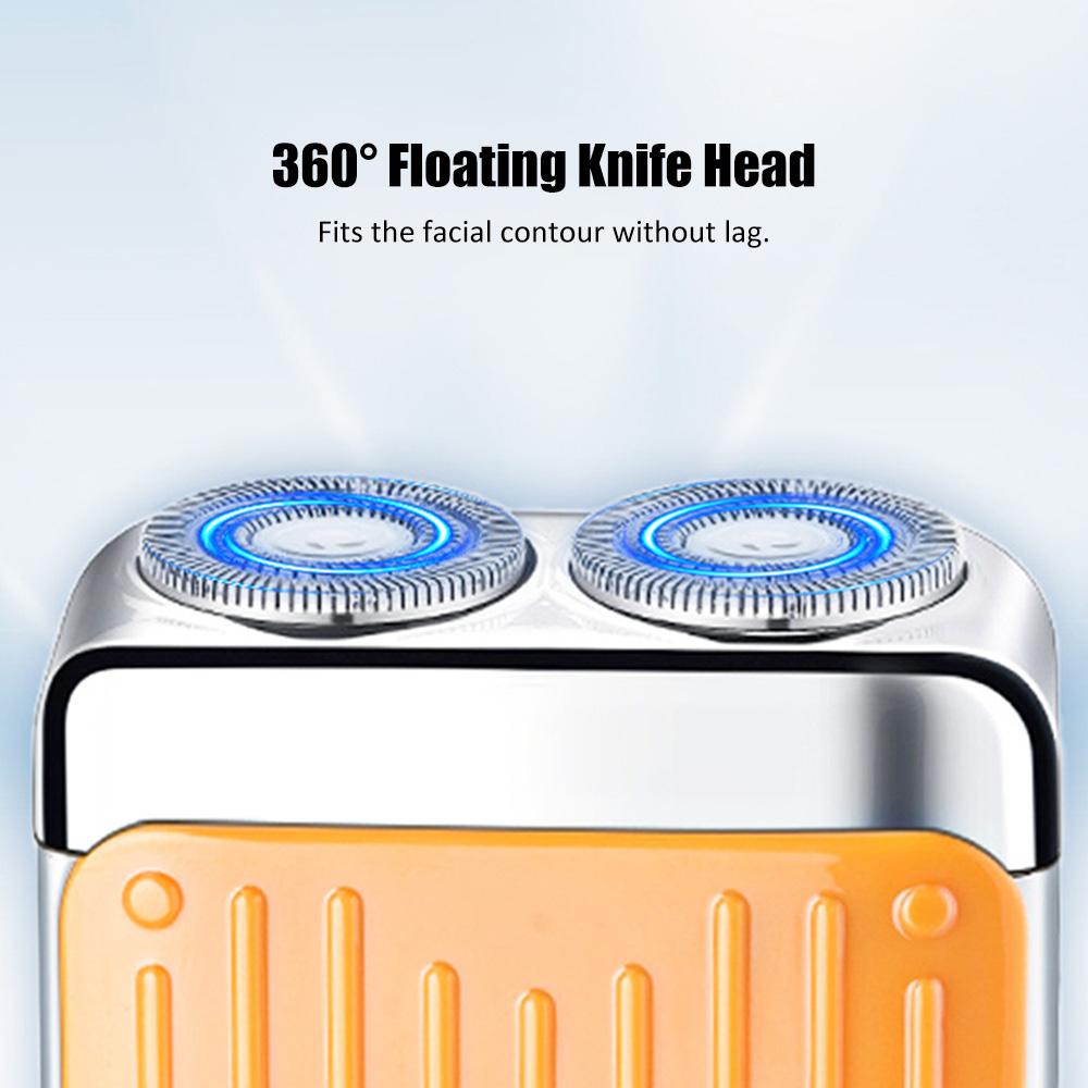 USB Mini Electric Smart Shaver Household Car Shaver Digital Display Dual Blade Rechargeable Shaver Powerful Beard Trimmer Tool