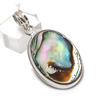 Natural Abalone Shell Gemstone 925 Sterling Silver Jewelry Pendant 1.77" I2v05