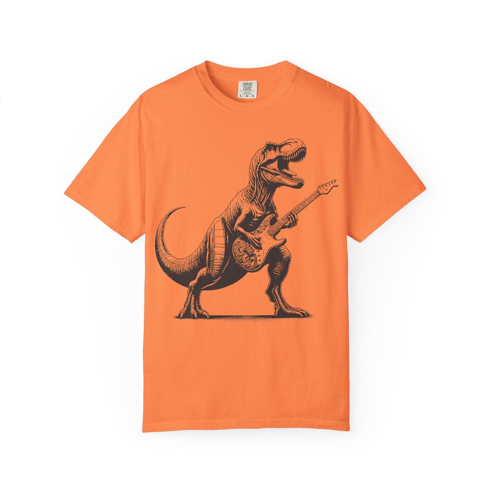 Dinosaur Rocker T-Shirt: Music Lover Band Tee L