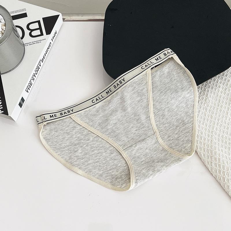 Sports Style Lingerie Minimalist High Slit Thread  Knickers Girls' Mid Waist Underwear Panties