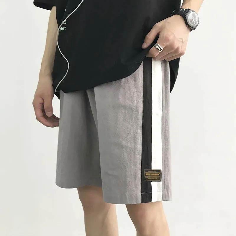 

Мужские летние повседневные шорты Свободные 5-точечные брюки Широкие прямые универсальные полосатые шорты для верхней одежды Дышащие модные удобные шорты M