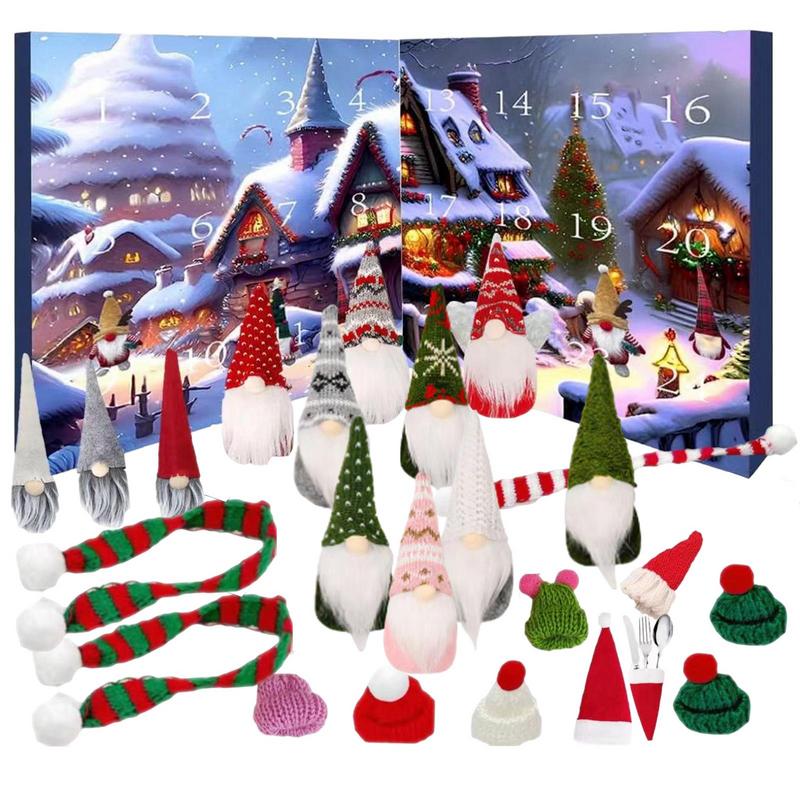 2025 Advent Calendar Countdown to Christmas Gnome Christmas Stuffed Rudolph Plush for Gift Holiday Tabletop Christmas Decoration