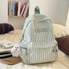 Spacious And Light Striped Nylon Backpack With Padded Straps For Girls School