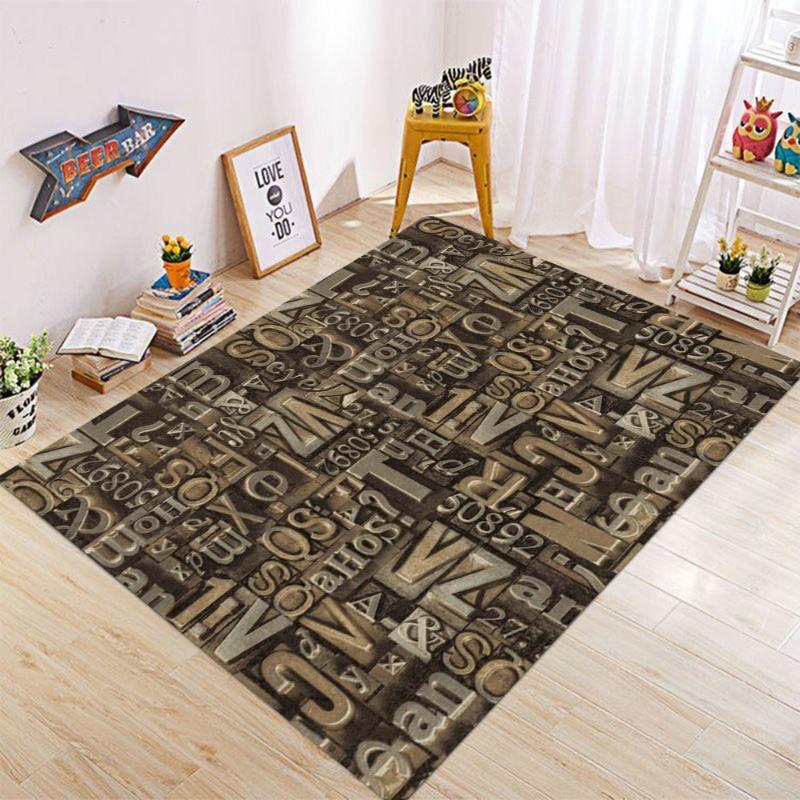 Simple Letter Digital Printing Bedroom Carpet Living Room Non Slip Floor Mat Sofa Coffee Table Carpet Home Decoration Door Mat
