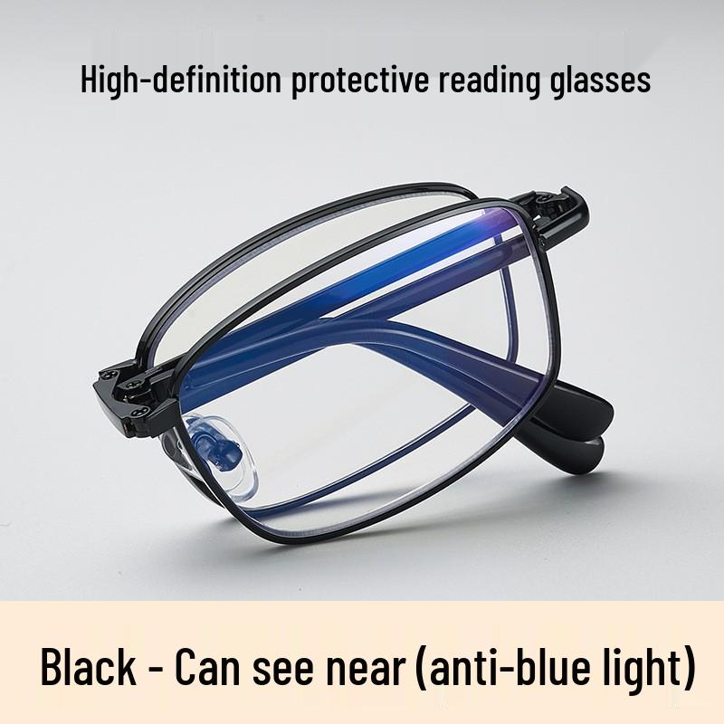 Anti-Blue Light Photochromic Folding Reading Glasses with Smart Zoom for Near, Mid, and Far Distances