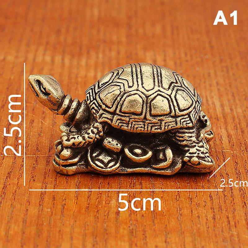 Pure Copper Feng Shui Turtle Statue Antique Brass Tortoise Figurine Lucky Charm Ornament for Home Office Business Place Decor