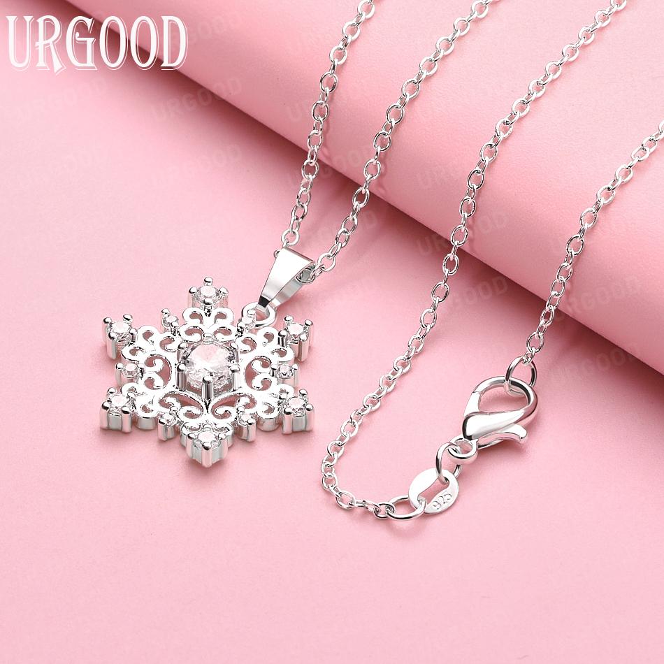 

Ожерелье-подвеска из стерлингового серебра 925 пробы «Снежинка» с цирконом AAA, модная свадебная бижутерия 45cm