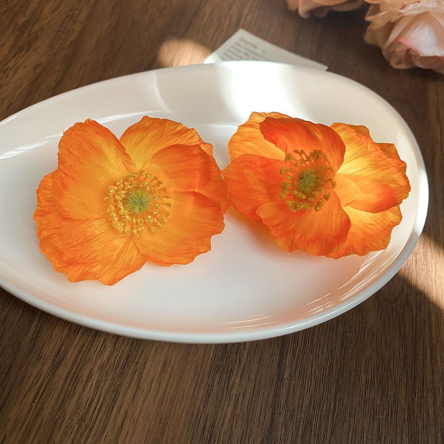 Small fresh yellow mesh flower earrings summer sweet light luxury stud earrings vacation style high-end earrings