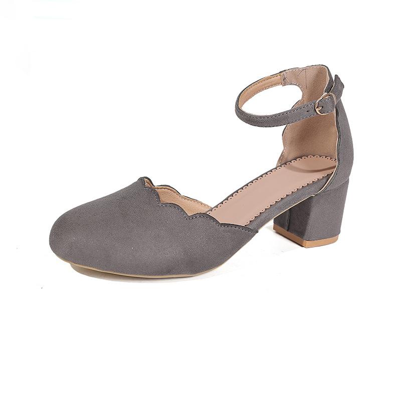 2025 spring flat heel fairy suede bag head single shoes gentle low heel women's shoes one word buckle belt large size women's shoes