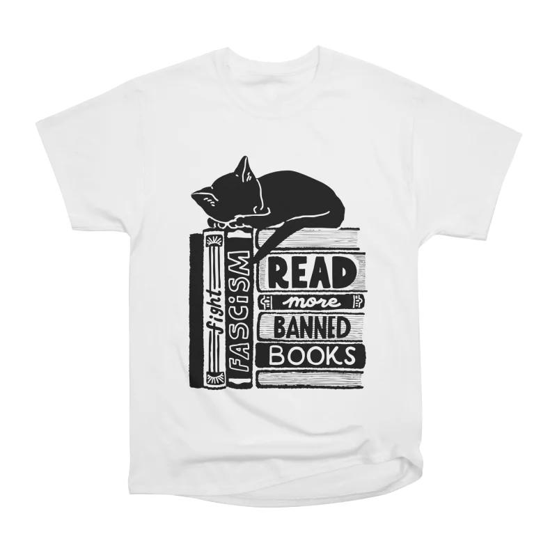 Men Casual Shirts Short Sleeves READ BANNED BOOKS White Tees Oversized T-shirts