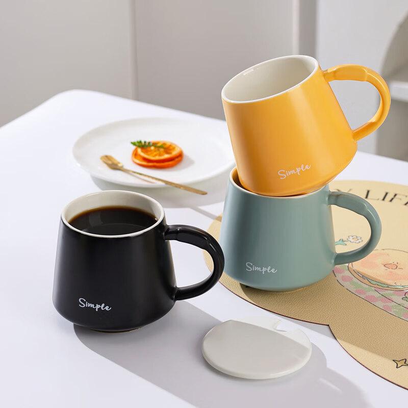 Matte Black Ceramic Coffee Mug with Lid and Spoon