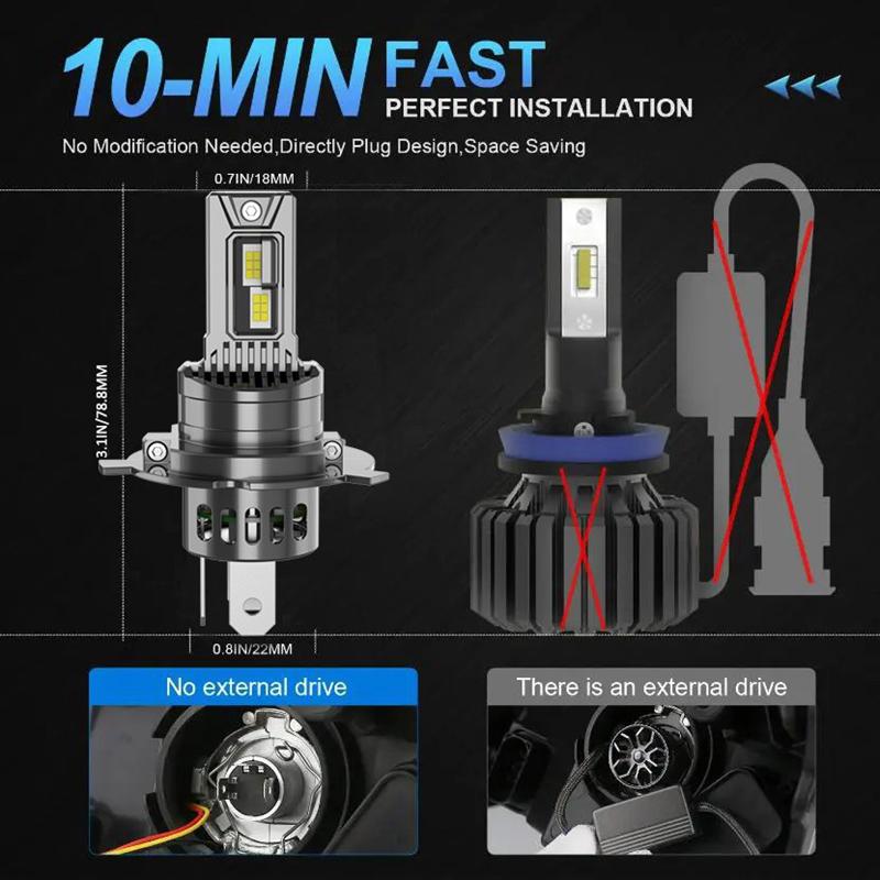 2PCS 28000LM H7 H4 H11 9005 LED Bulb Fog Lights Canbus No Error 6000K White  DRL Daytime Running Car Lamp 12V 1:1 Size
