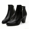 Fashion Short Boots Women's Autumn Winter Retro Thick Heel High-heeled Side Zipper Boots Large Size Simple Comfortable Women's Shoes