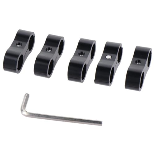 

5 шт. 6AN Хомуты-разделители шлангов, Черные из алюминиевого сплава Монтажные хомуты для топливных линий с ключом для масляных линий, тормозных линий, газовых линий