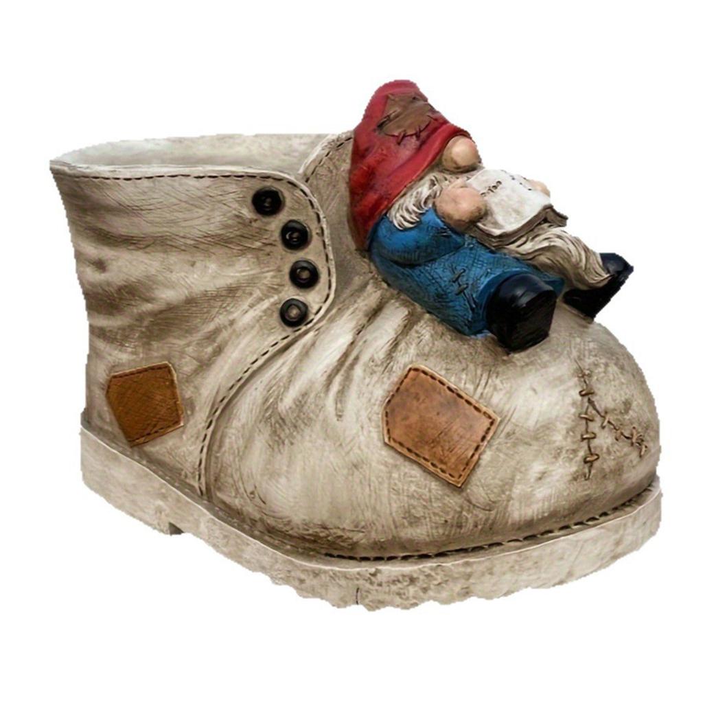 Cute Flower Pots Boot Planter Pot with Drainage Holes Fun Planters for Indoor Plants for Gnome Lovers Gift Work Desk Decor