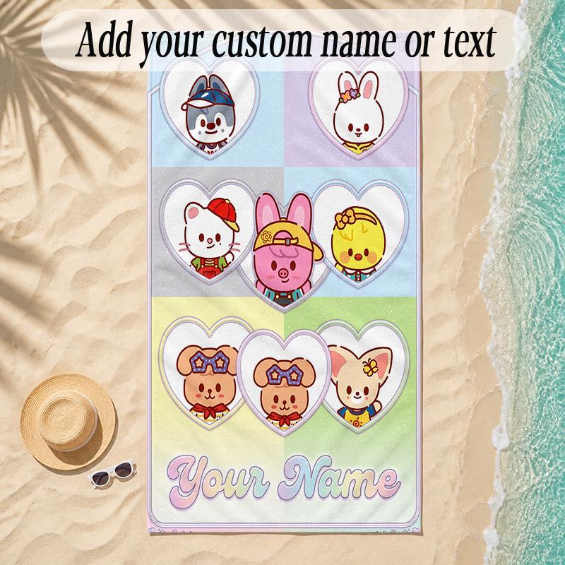 Beach TowelStray Kids Custom Name Text Personalized Soft Towel for Beach Pool Indoor Home Decor Gift