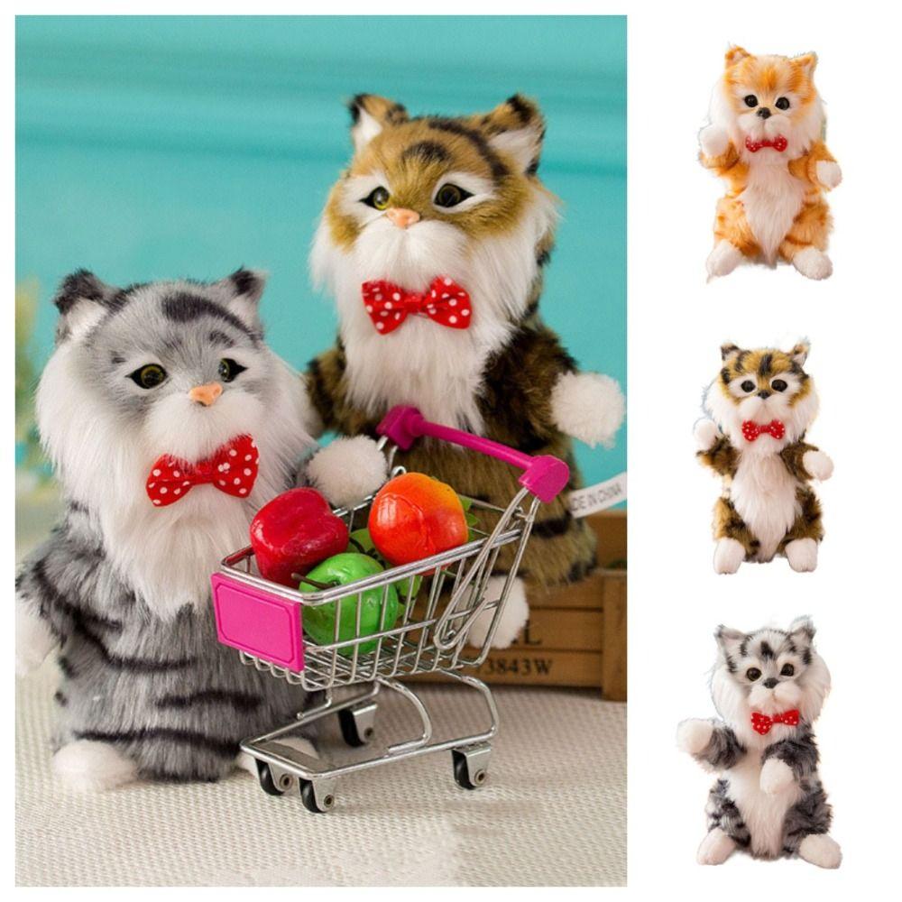 

with Sound Simulation Cat Plush Toys Fluffy Fake Cats Plushie Figure Birthday Parties жовтий