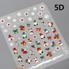 Gold Stamped White Christmas Tree Snowflake 3D Self Adhesive Nail Art Stickers Santa Claus Elk Xmas Cartoon Cute Manicure Decals