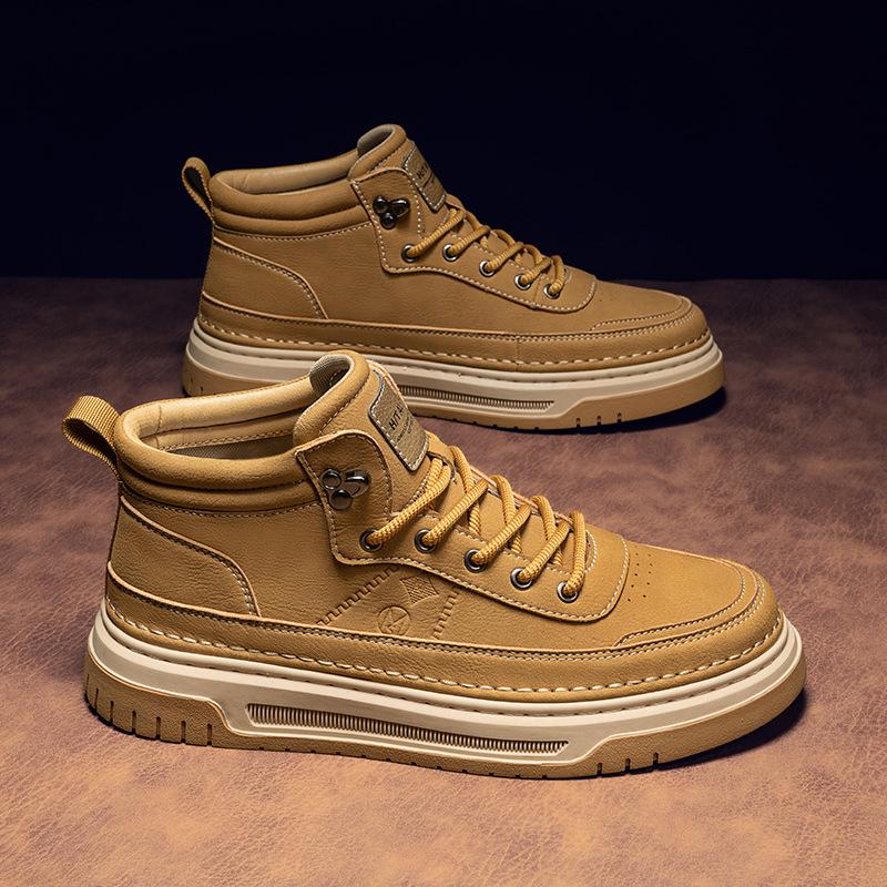 High-top men's shoes winter new trend versatile men's platform sports shoes casual soft sole heightening non-slip flat shoes