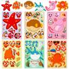6Sheet/Lot Cartoon Face Change Sticker Marine Animal Vehicle Styles Colorful Shape Cognition Festival Party Carnival Gift QC-ZYF