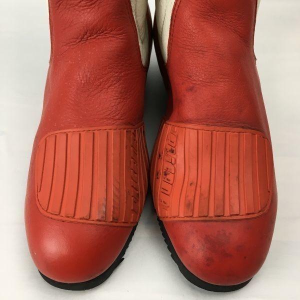 PLICANA Stivali da Moto Retro Vintage da Guida Touring Bianco×Rosso taglia 22.5-23.0(USATO)