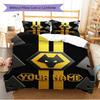 Name Benutzerdefinierte Wölfe FC Muster Bettwäsche Set Bettbezug Kissenbezug Heimdekoration Geschenk (1 Bettbezug + 2 Kissenbezüge, ohne Füllung)