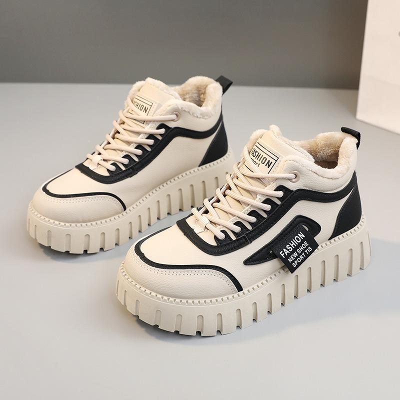 

[Customized] YB909 new winter cotton shoes 2025 square cake bottom to increase height, street shots ins women s shoes to keep warm, student transpor 40