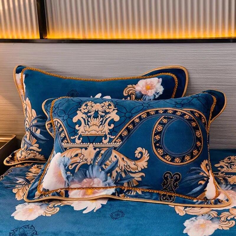 4pcs Bedding Set Fine Velvet Duvet Cover King Queen Size Thicken Quick Warm Coral Fleece Quilt Cover Bed Sheet Pillowcase