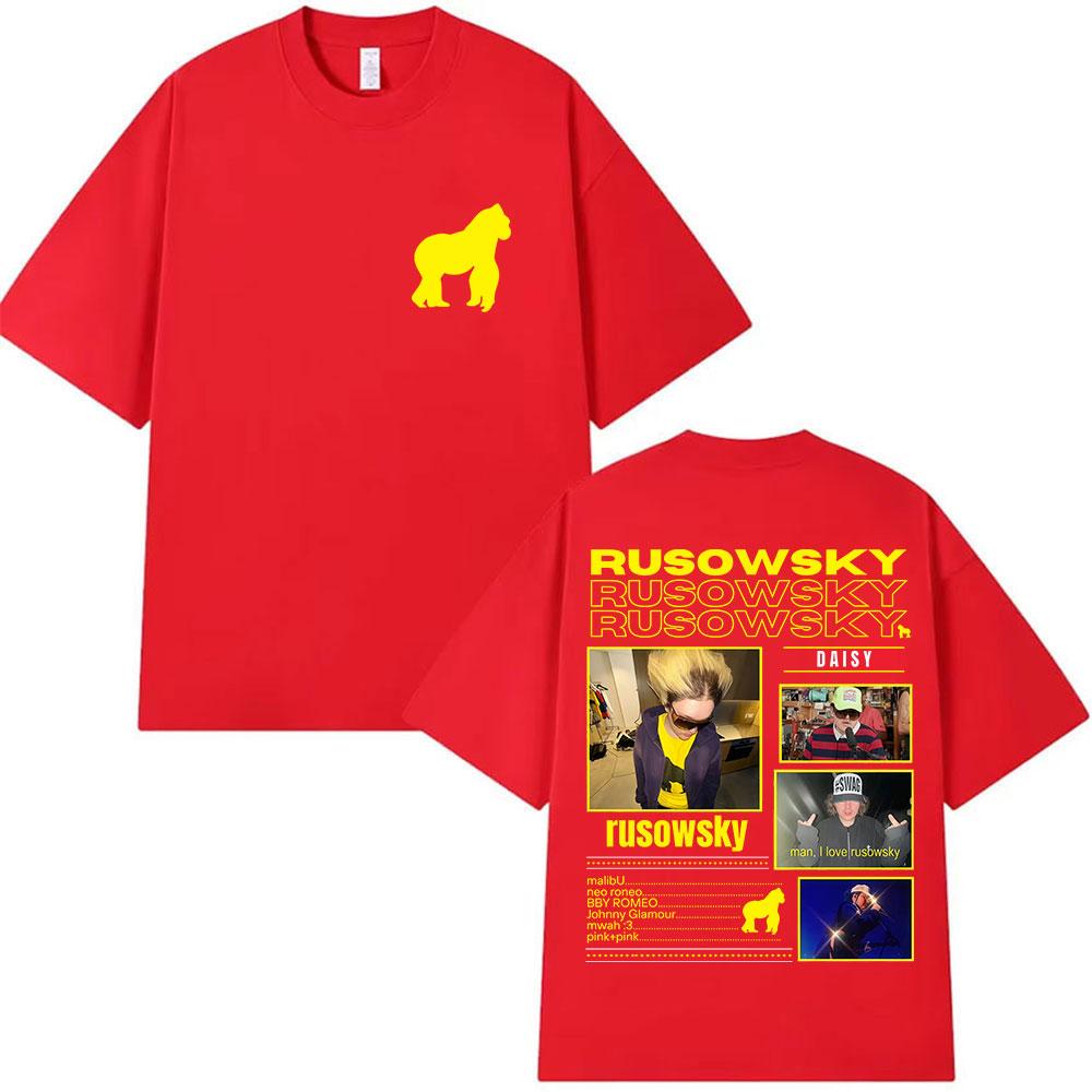 2025 Sommer Rapper Rusowsky Daisys Album Tour Grafik T-Shirt für Unisex und Damen Hiphop Reine Baumwolle 100 Freizeit T-Shirt Y2k