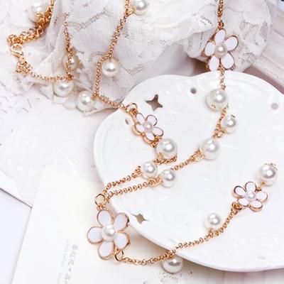 Kvinnors Pärla Färskvatten Långt Halsband Silver Chic Stämning Lyxig Stil