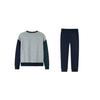 Nike Casual Sports Suit Color Block Round Neck Pullover Long Sleeve Top Comfortable Breathable Long Pants Kids Suit Rocky-Gray N32432268GS-002