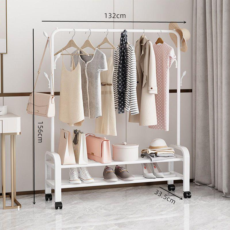Sturdy Movable Floor-Standing Clothes Rack for Bedroom and Balcony Drying