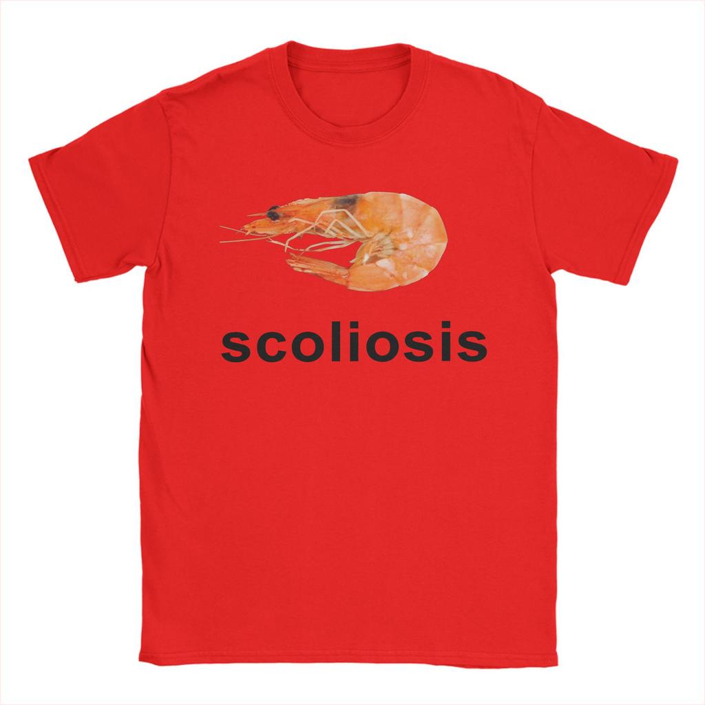 Skolioza Krewetka Krewetki Mem Koszulki Męskie 100% Bawełna Moda dla Mężczyzn Koszulki Okrągły Dekolt T-shirty Krótki Rękaw Ubrania Duży Rozmiar