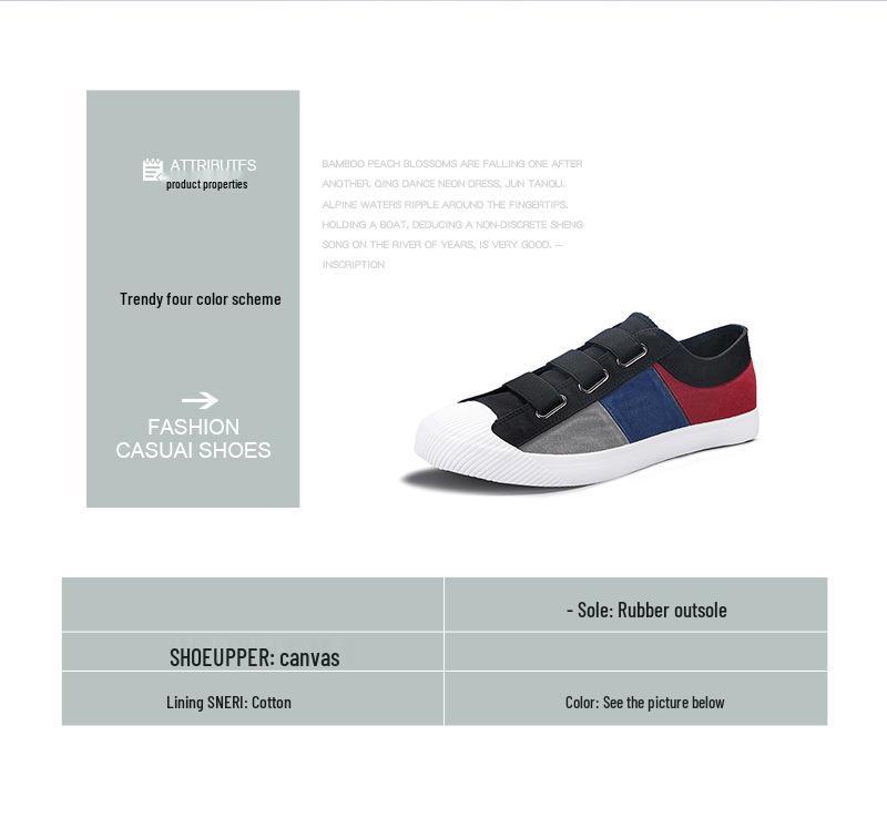 Spring Men's Slip-On Canvas Shoes: Korean Style Color Block, Breathable Casual Low-Top Skate Shoes