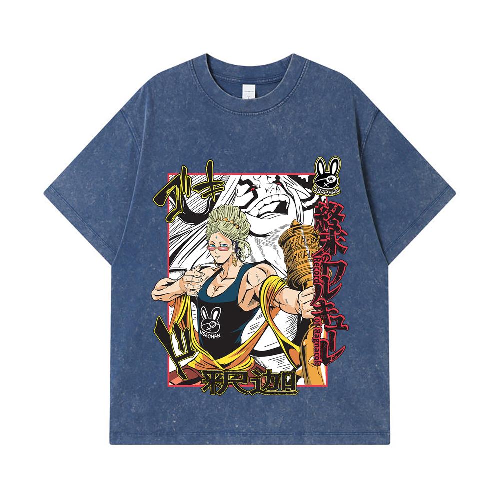 275 GSM Washed T-shirts 100% Cotton Record of Ragnarok V5 Buddha Print Unisex Heavy Cotton T Shirt