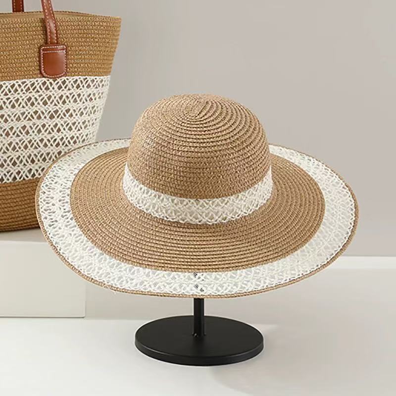 Летняя шляпа женская солнцезащитный козырек соломенная сумка комплект из двух предметов летняя уличная соломенная шляпа от солнца One size