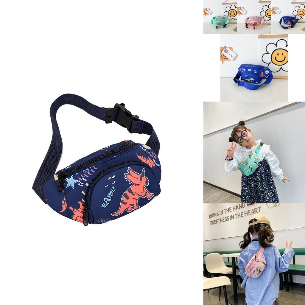Stylish Children's Canvas Crossbody Bag With Adorable Cartoon Dinosaur Design
