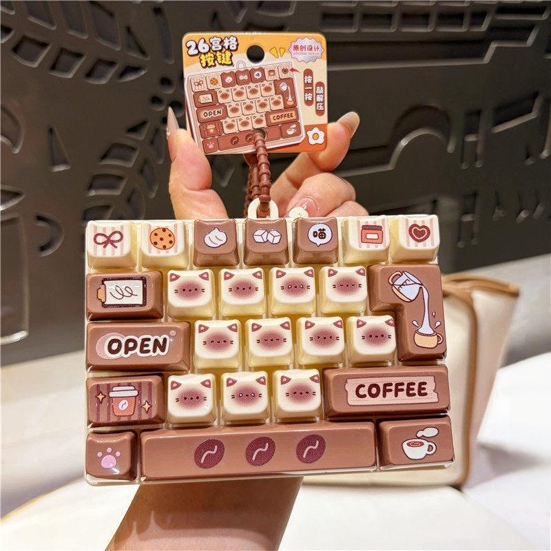 26-Key Stress Relief Button Fidget Toy Cute Portable Decompression Pendant Suitable for School Office Travel
